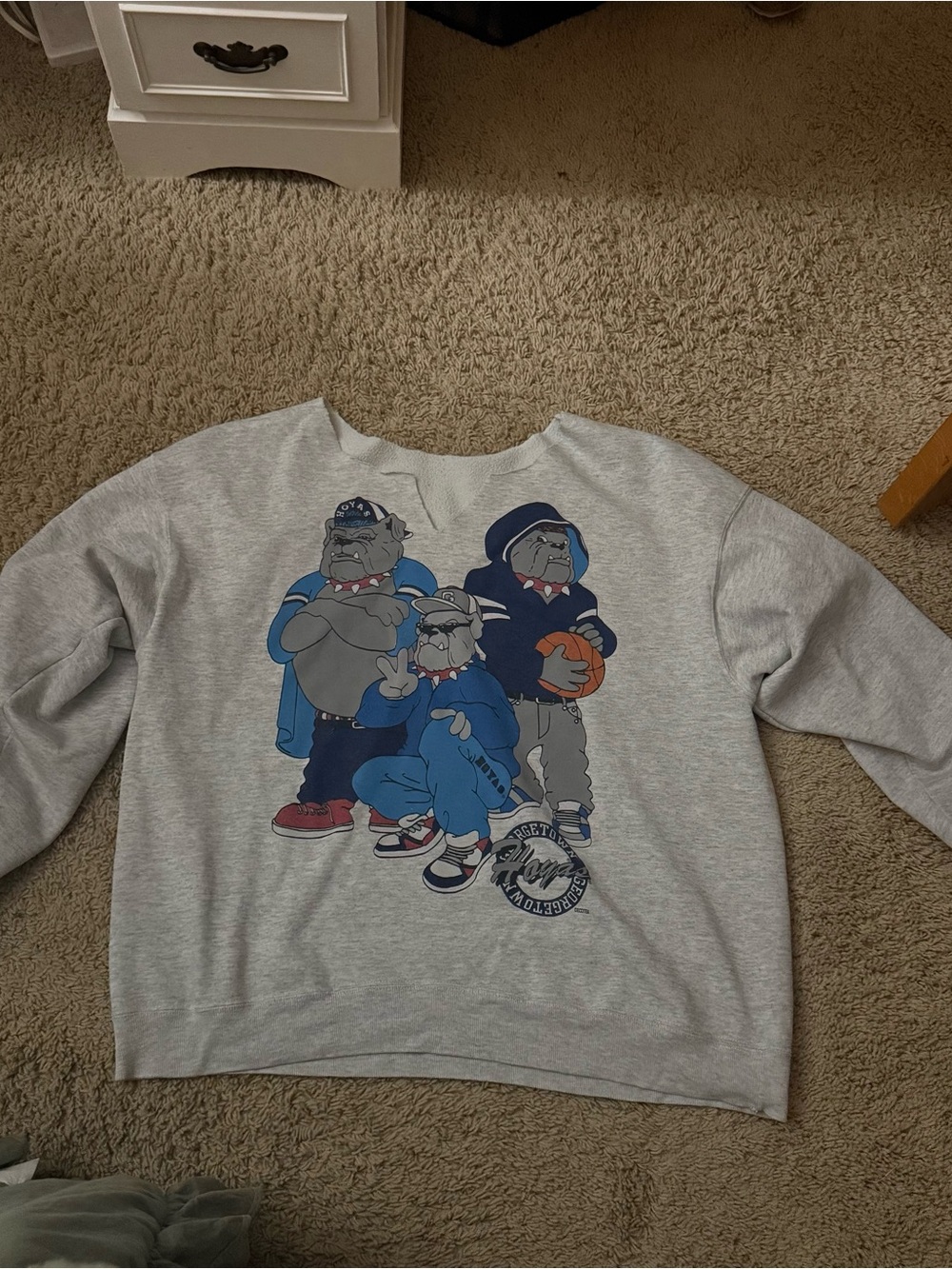 Kids Gray Graphic Sweatshirt with Bulldog Crew Print